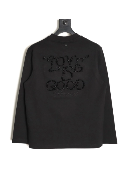 Good Brand Pearl Letter Taped Long-Sleeve T-Shirt TSK1,Good Brand