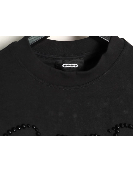 Good Brand Pearl Letter Taped Long-Sleeve T-Shirt TSK1,Good Brand