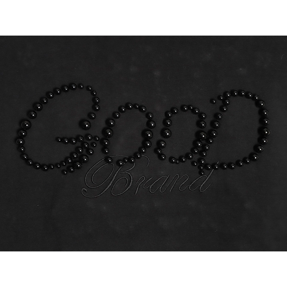 Good Brand Pearl Letter Taped Long-Sleeve T-Shirt TSK1,Good Brand