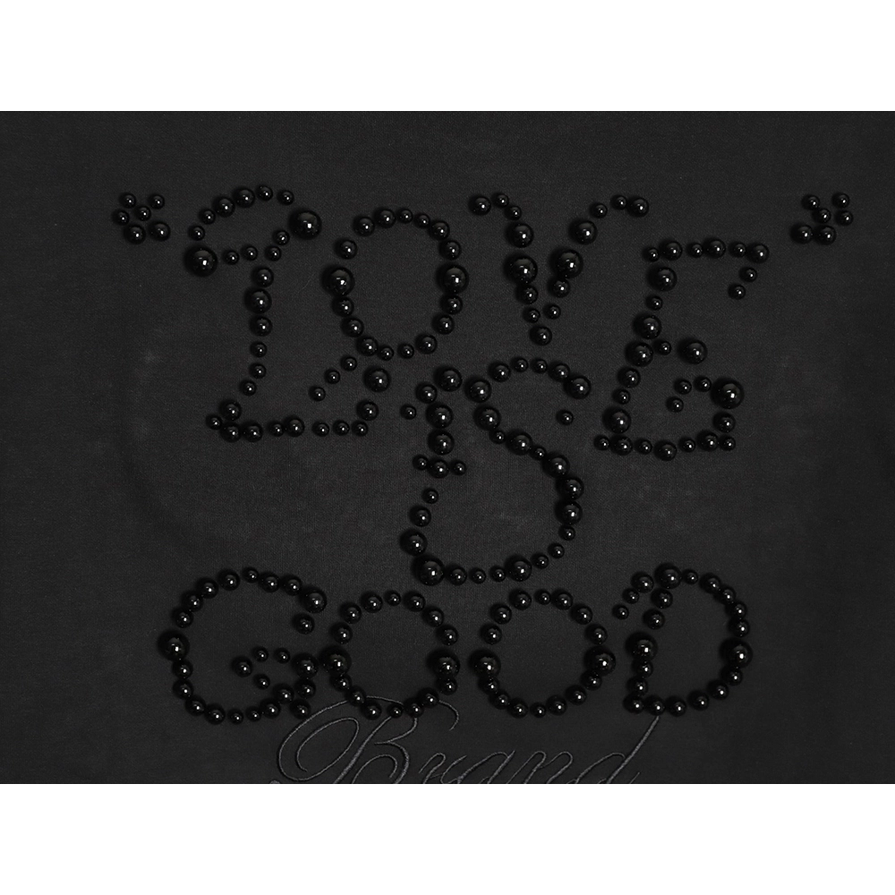 Good Brand Pearl Letter Taped Long-Sleeve T-Shirt TSK1,Good Brand