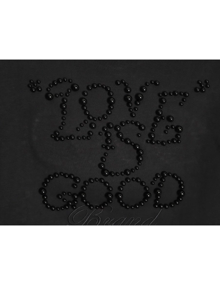 Good Brand Pearl Letter Taped Long-Sleeve T-Shirt TSK1,Good Brand