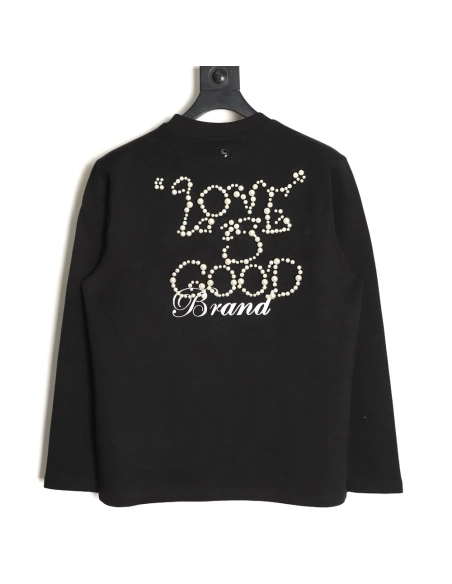 Good Brand Pearl Letter Taped Long-Sleeve T-Shirt TSK2,Good Brand