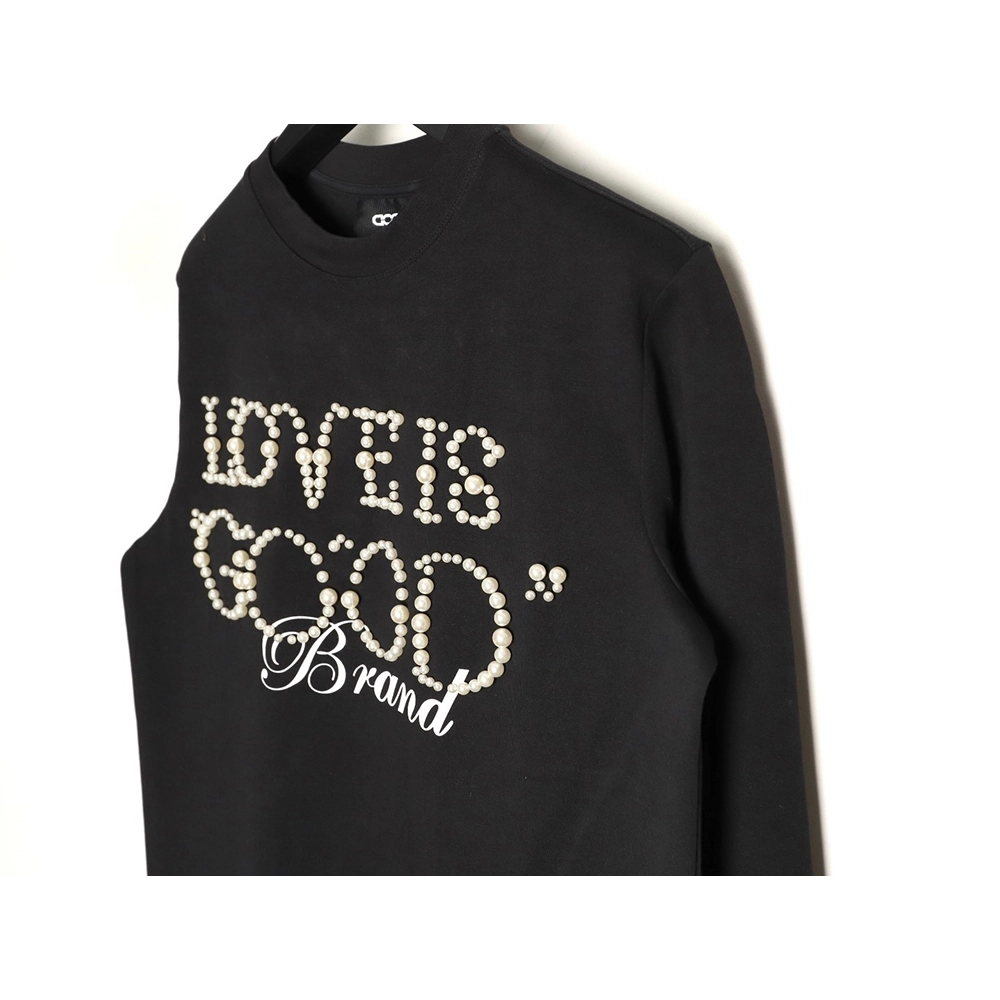 Good Brand Pearl Letter Taped Long-Sleeve T-Shirt TSK2,Good Brand