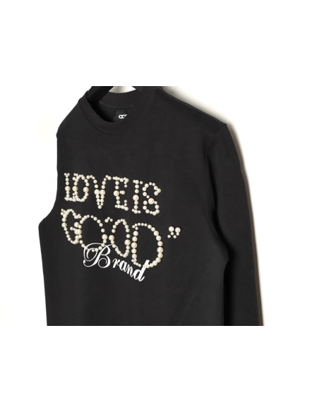 Good Brand Pearl Letter Taped Long-Sleeve T-Shirt TSK2,Good Brand