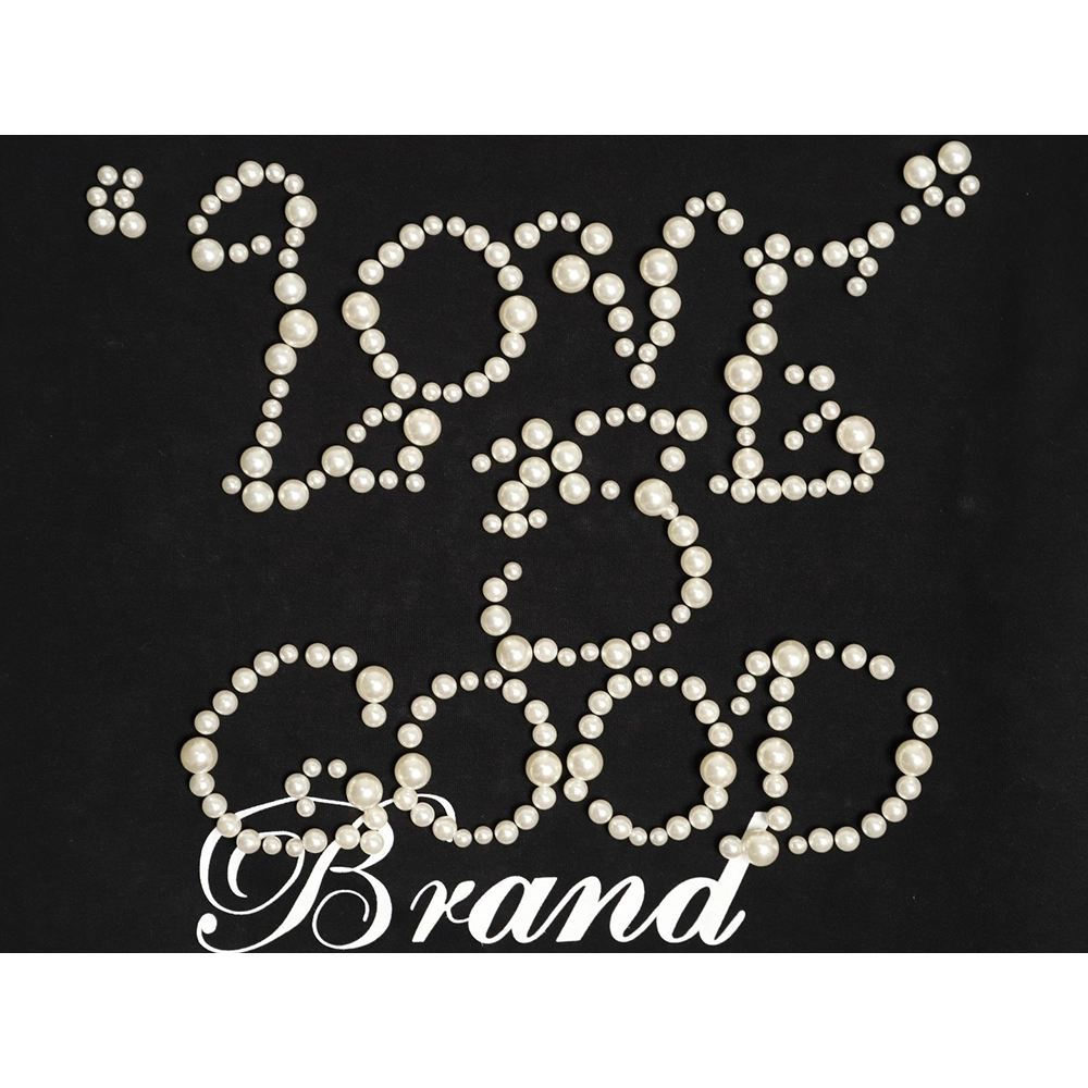 Good Brand Pearl Letter Taped Long-Sleeve T-Shirt TSK2,Good Brand