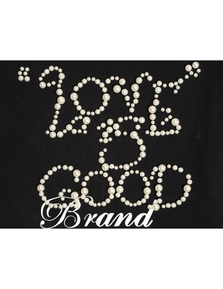 Good Brand Pearl Letter Taped Long-Sleeve T-Shirt TSK2,Good Brand