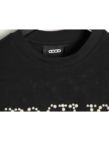 Good Brand Pearl Letter Taped Long-Sleeve T-Shirt TSK2,Good Brand