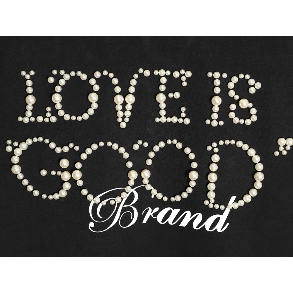 Good Brand Pearl Letter Taped Long-Sleeve T-Shirt TSK2,Good Brand