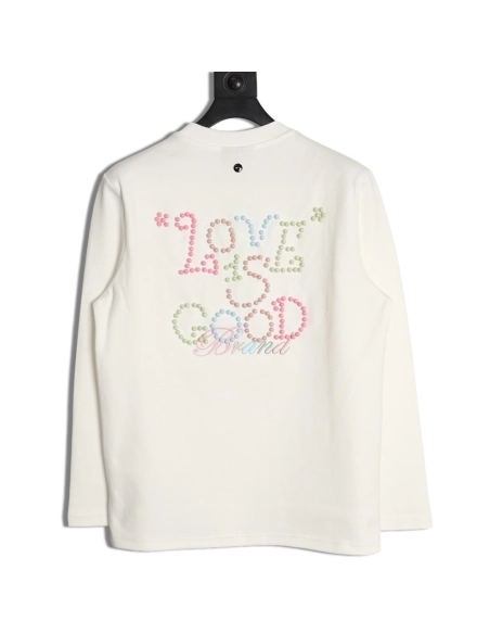Good Brand Macaron Color Pearl Enamel Letter Long-Sleeve T-Shirt,Good Brand