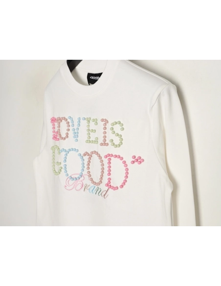 Good Brand Macaron Color Pearl Enamel Letter Long-Sleeve T-Shirt,Good Brand