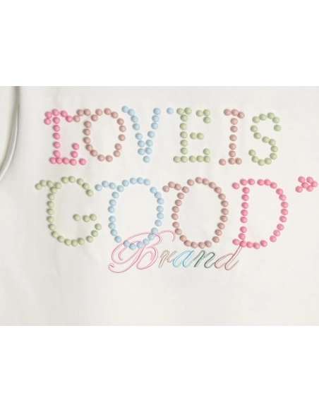 Good Brand Macaron Color Pearl Enamel Letter Long-Sleeve T-Shirt,Good Brand