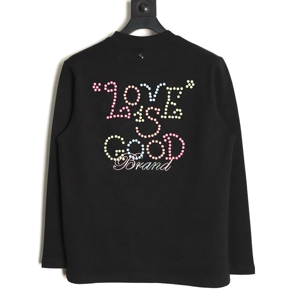 Good Brand Macaron Color Pearl Enamel Letter Long-Sleeve T-Shirt TSK1,Good Brand