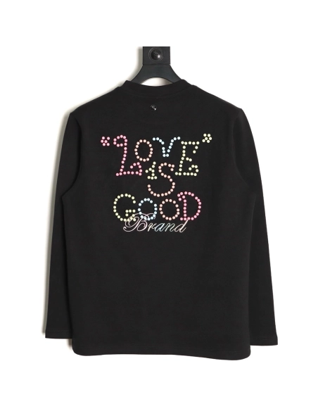 Good Brand Macaron Color Pearl Enamel Letter Long-Sleeve T-Shirt TSK1,Good Brand