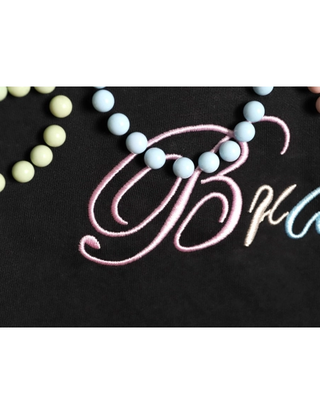 Good Brand Macaron Color Pearl Enamel Letter Long-Sleeve T-Shirt TSK1,Good Brand