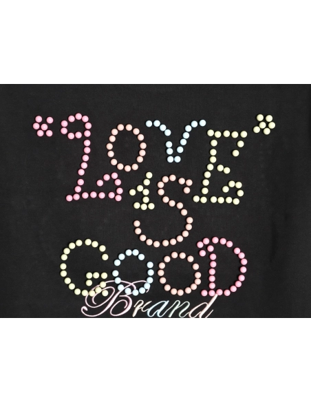 Good Brand Macaron Color Pearl Enamel Letter Long-Sleeve T-Shirt TSK1,Good Brand