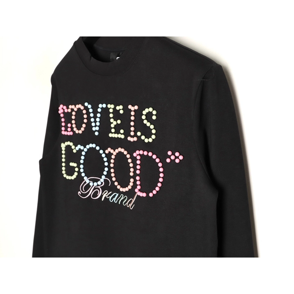 Good Brand Macaron Color Pearl Enamel Letter Long-Sleeve T-Shirt TSK1,Good Brand
