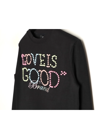 Good Brand Macaron Color Pearl Enamel Letter Long-Sleeve T-Shirt TSK1,Good Brand