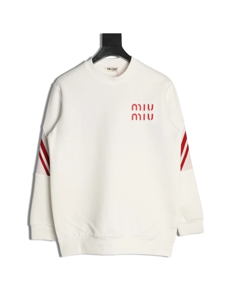 Miu Miu large logo jacquard patchwork sweatshirt,Miu Miu