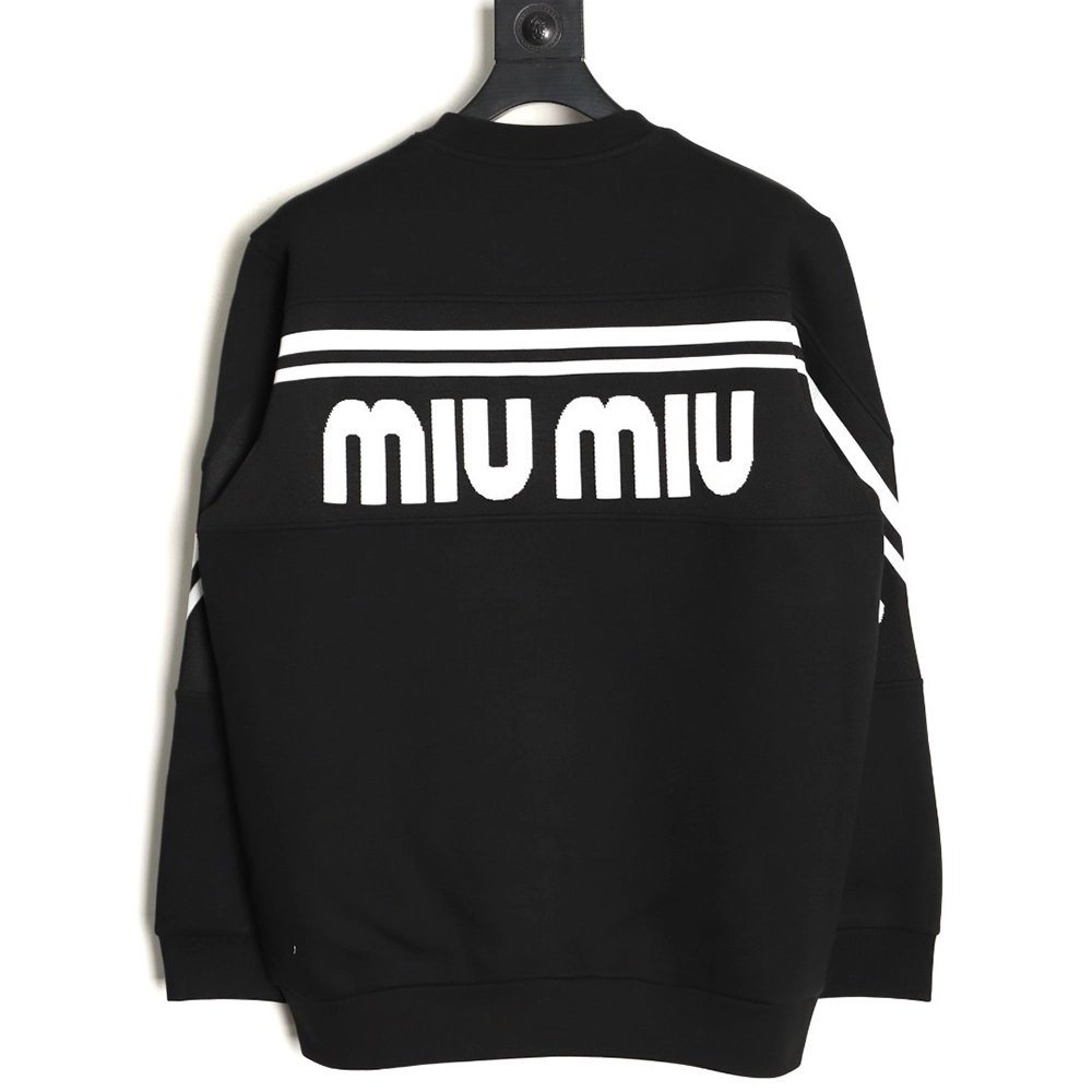 Miu Miu large logo jacquard patchwork sweatshirt TSK1,Miu Miu