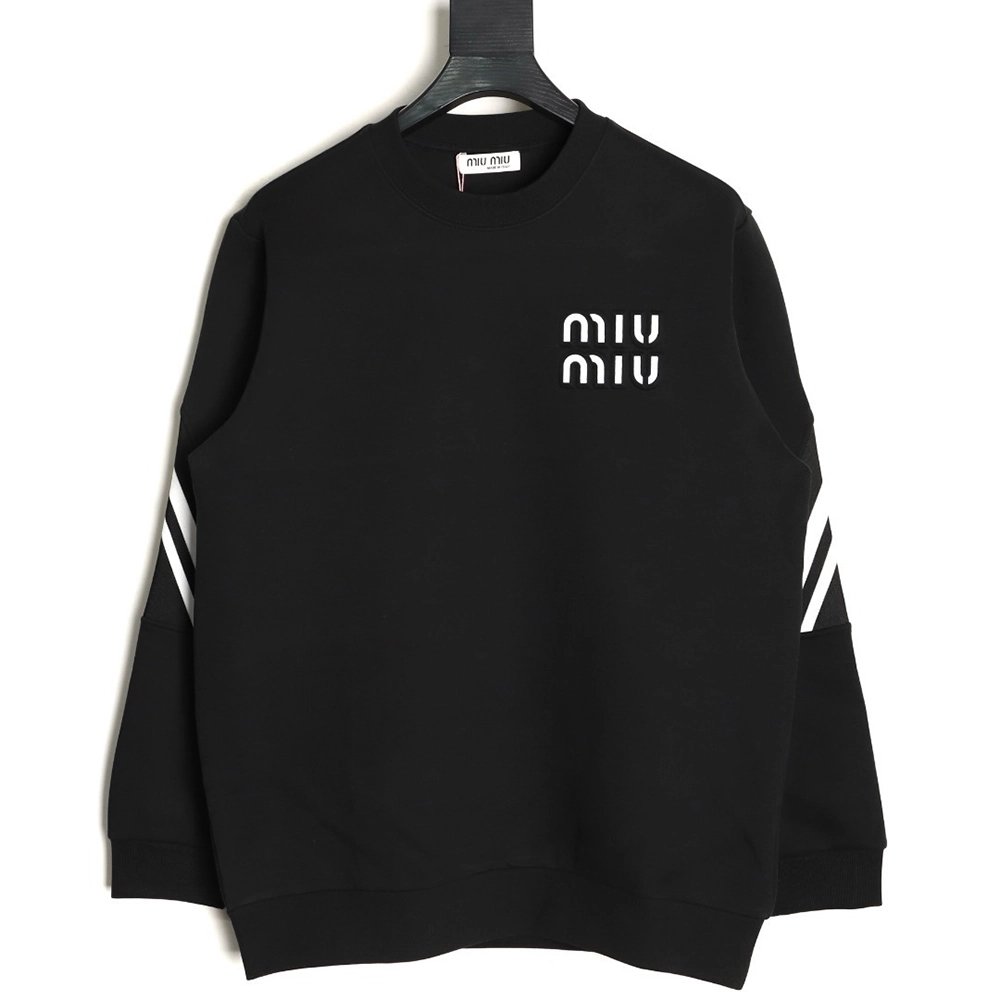 Miu Miu large logo jacquard patchwork sweatshirt TSK1,Miu Miu