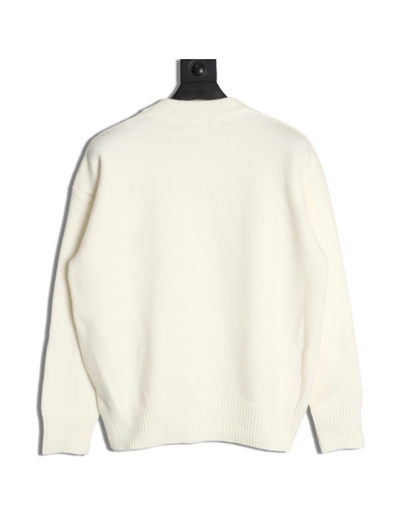 Ami minimalist style crew neck sweater with silver thread heart logo,Ami