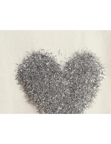 Ami minimalist style crew neck sweater with silver thread heart logo,Ami