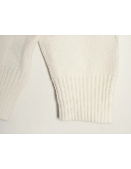 Ami minimalist style crew neck sweater with silver thread heart logo,Ami