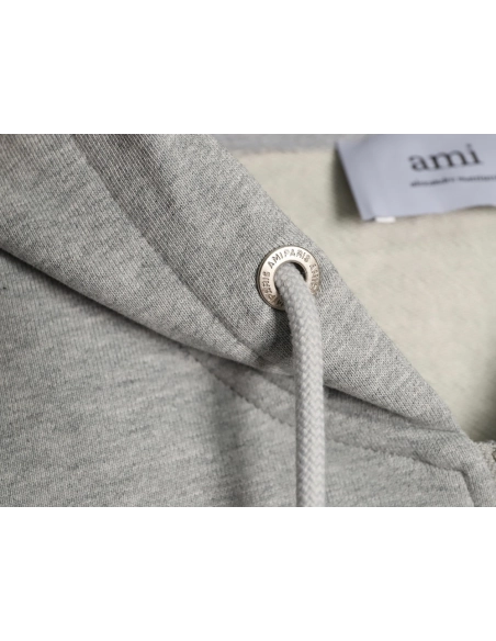 Ami Paris Heart Embroidered Zip-Up Hooded Jacket TSK1,Ami