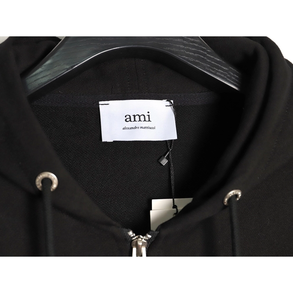 Ami Paris Heart Embroidered Zip-Up Hooded Jacket TSK2,Ami