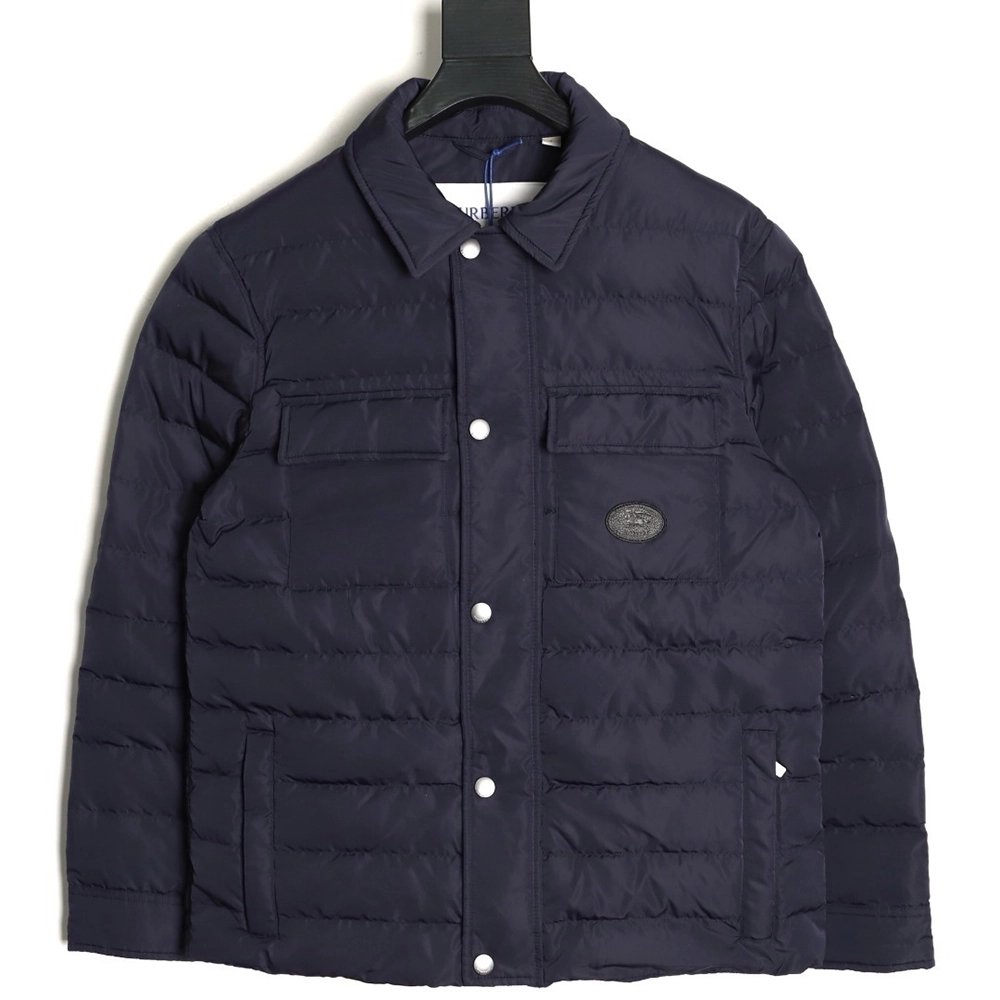 Burberry Leather Patch Pocket Collar Down Jacket,Burberry
