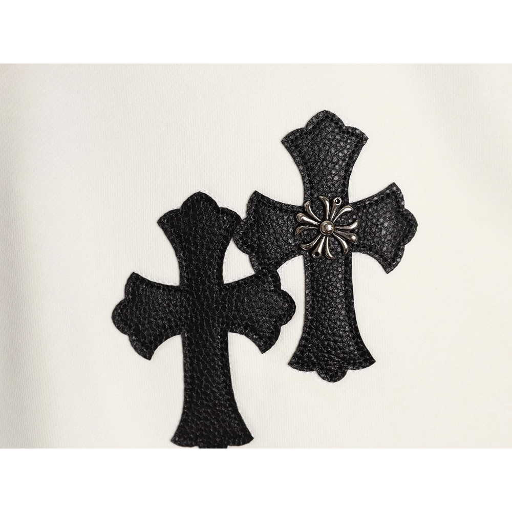 Chrome Hearts Leather Label Cross Crew Neck Sweatshirt,Chrome Hearts