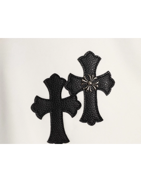 Chrome Hearts Leather Label Cross Crew Neck Sweatshirt,Chrome Hearts
