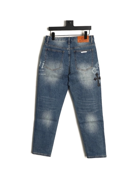 Chrome Heart Classic Cross-Patterned Jeans,Chrome Hearts