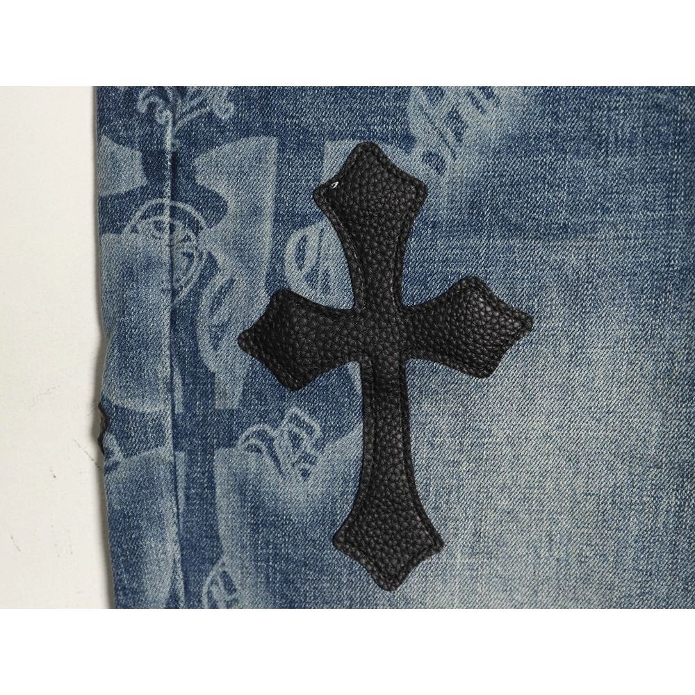 Chrome Heart Classic Cross-Patterned Jeans,Chrome Hearts