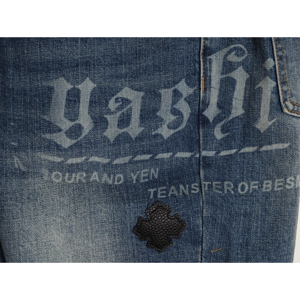 Chrome Heart Classic Cross-Patterned Jeans,Chrome Hearts