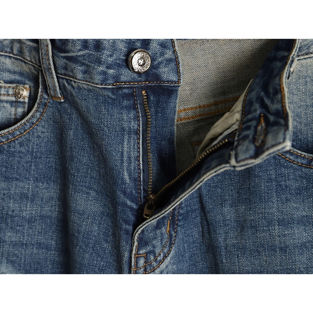 Chrome Heart Classic Cross-Patterned Jeans,Chrome Hearts