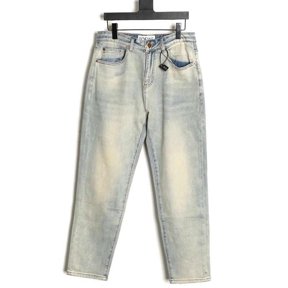 Loewe glitch-style embroidered logo jeans,Loewe