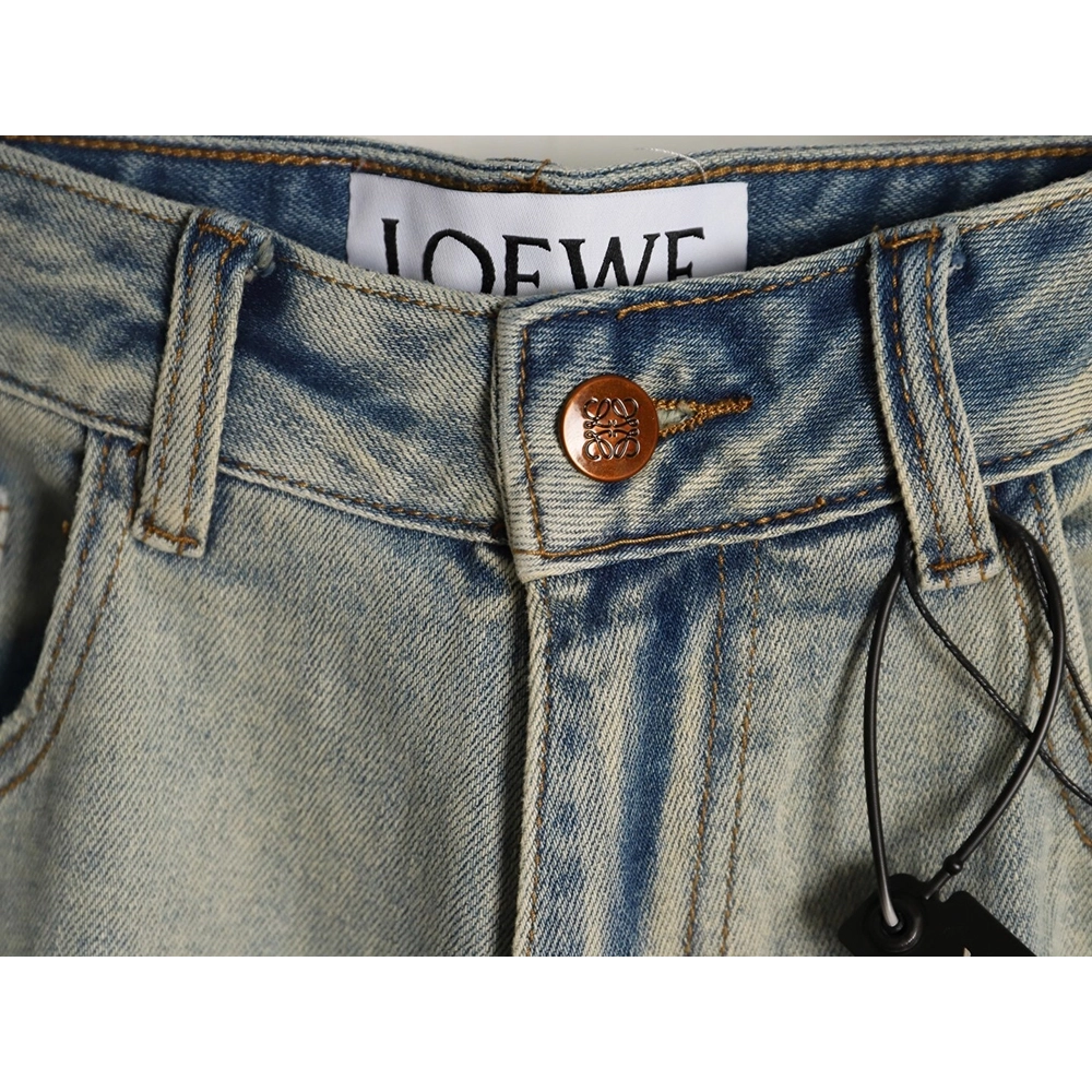 Loewe glitch-style embroidered logo jeans,Loewe