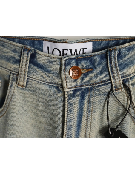 Loewe glitch-style embroidered logo jeans,Loewe