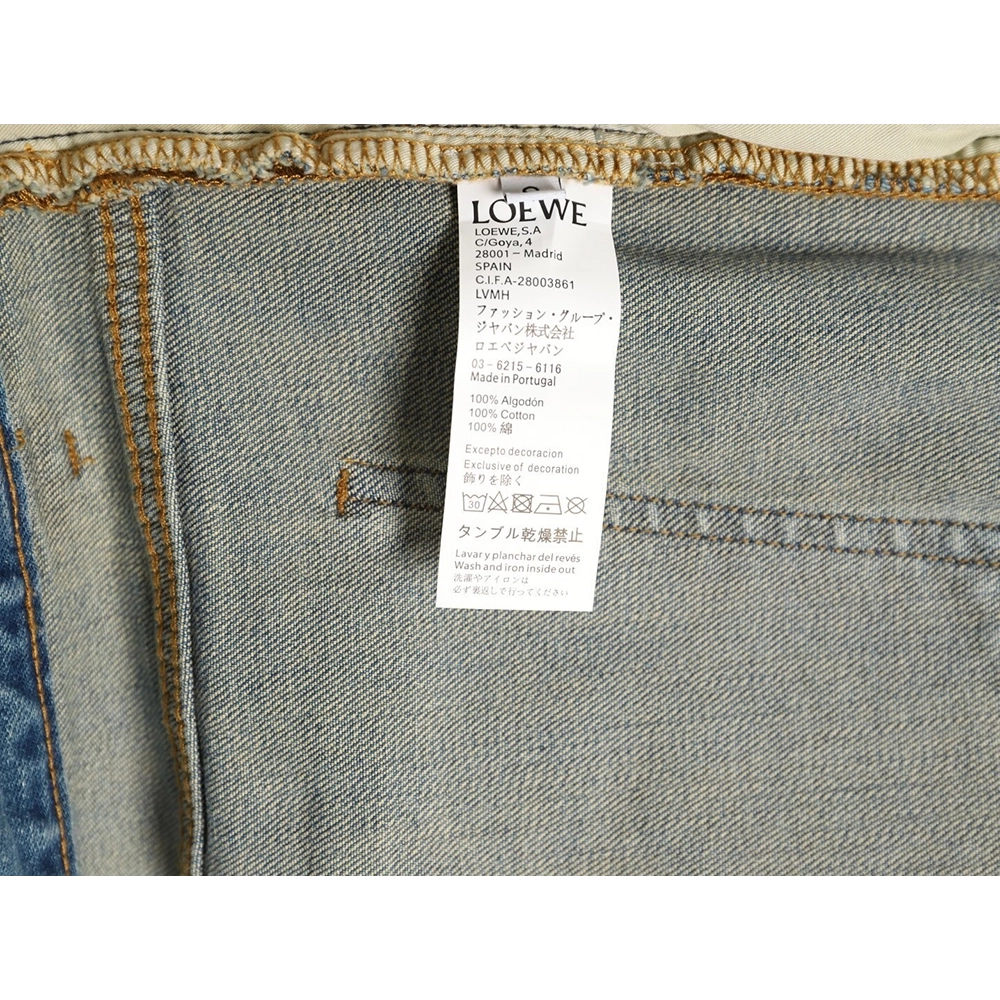 Loewe glitch-style embroidered logo jeans,Loewe