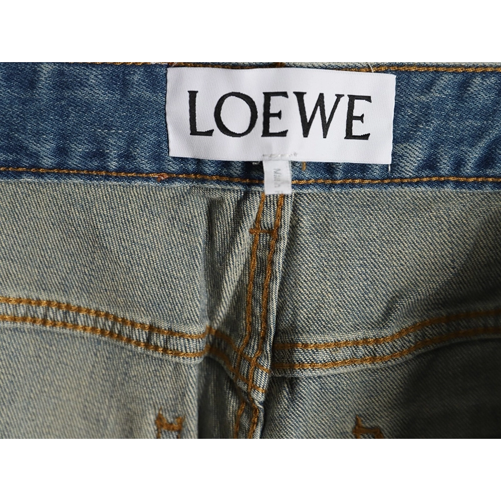 Loewe glitch-style embroidered logo jeans,Loewe