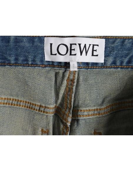 Loewe glitch-style embroidered logo jeans,Loewe