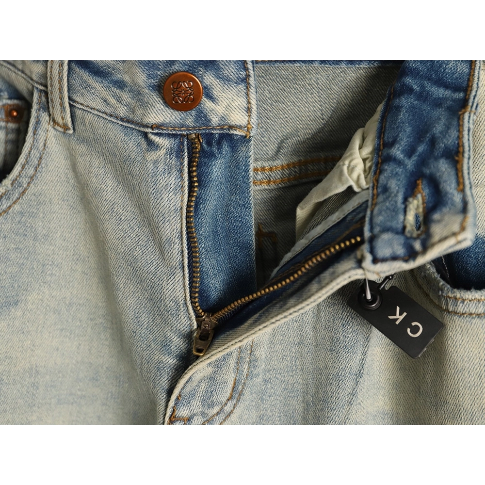 Loewe glitch-style embroidered logo jeans,Loewe