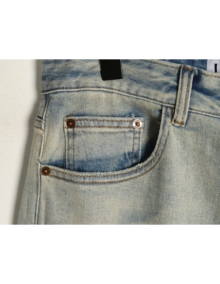 Loewe glitch-style embroidered logo jeans,Loewe