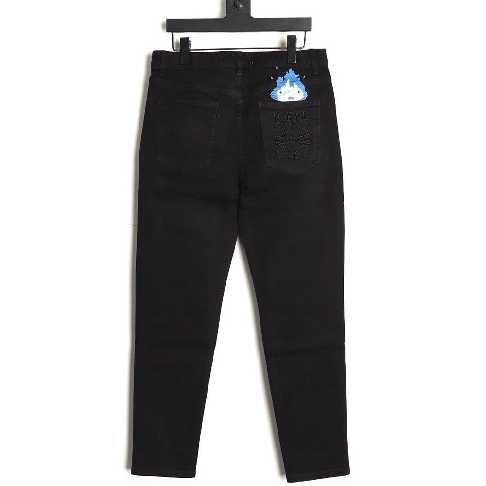 Loewe jeans with flame embroidered logo on the back,Loewe
