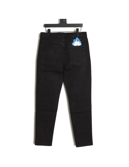 Loewe jeans with flame embroidered logo on the back,Loewe