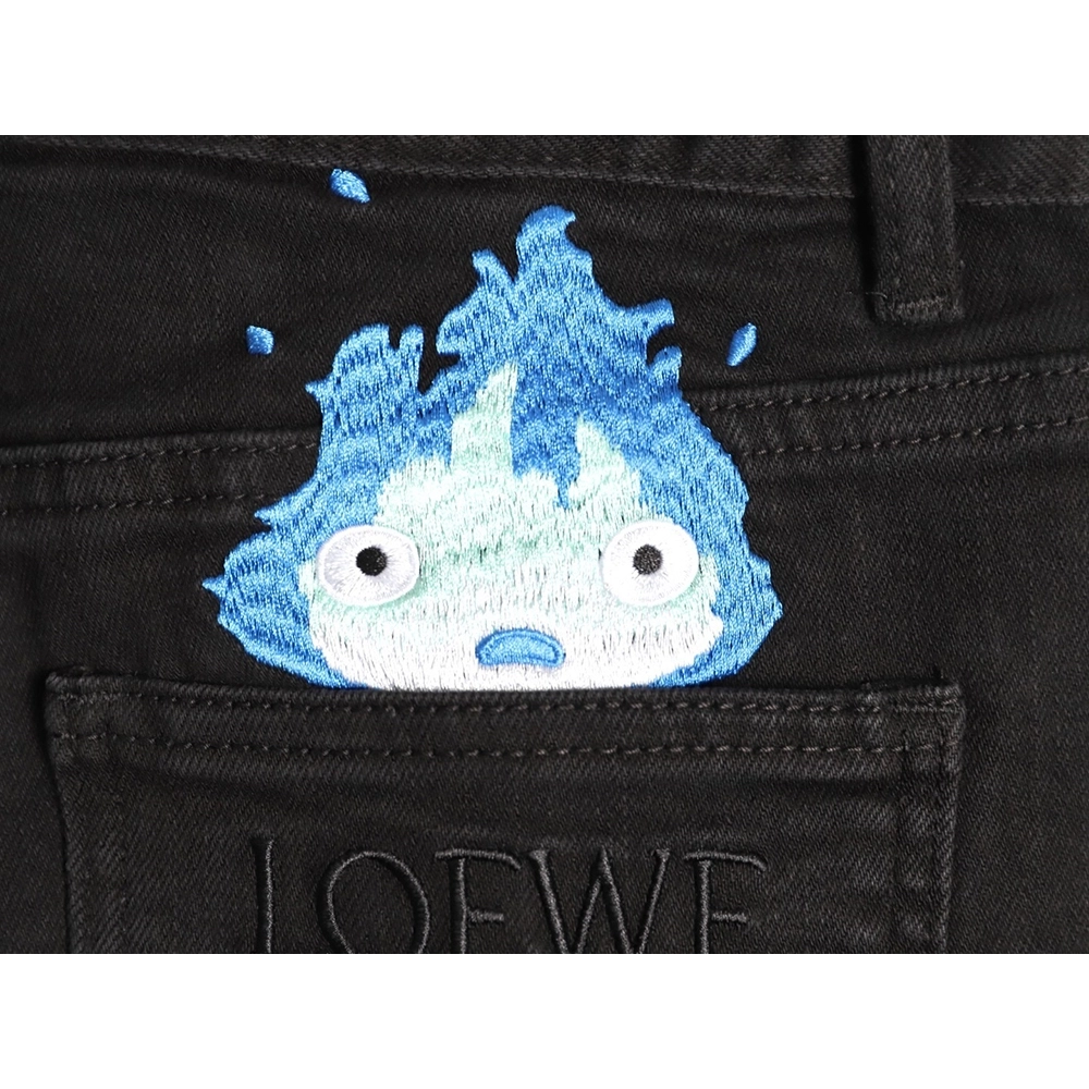 Loewe jeans with flame embroidered logo on the back,Loewe