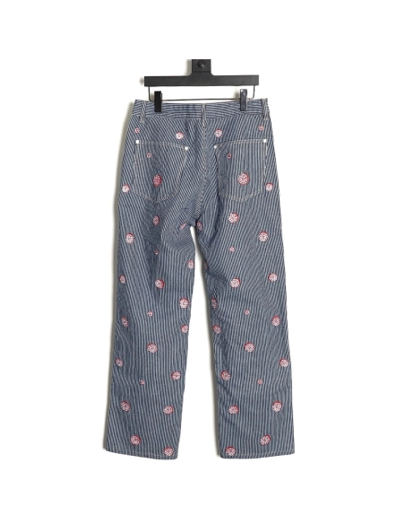 Louis Vuitton Cherry Blossom Embroidered Striped Jeans Suit,Louis Vuitton