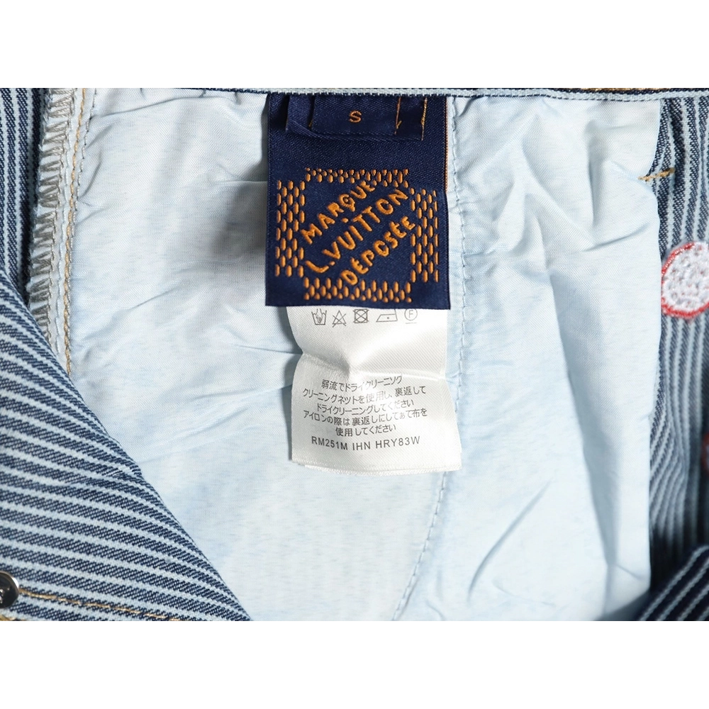 Louis Vuitton Cherry Blossom Embroidered Striped Jeans Suit,Louis Vuitton
