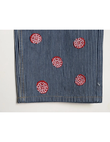 Louis Vuitton Cherry Blossom Embroidered Striped Jeans Suit,Louis Vuitton